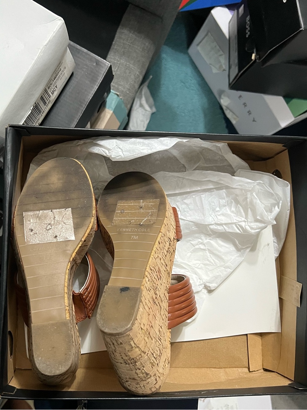 Kenneth Cole Brown Cork Slide wedges - Picture 2 of 4